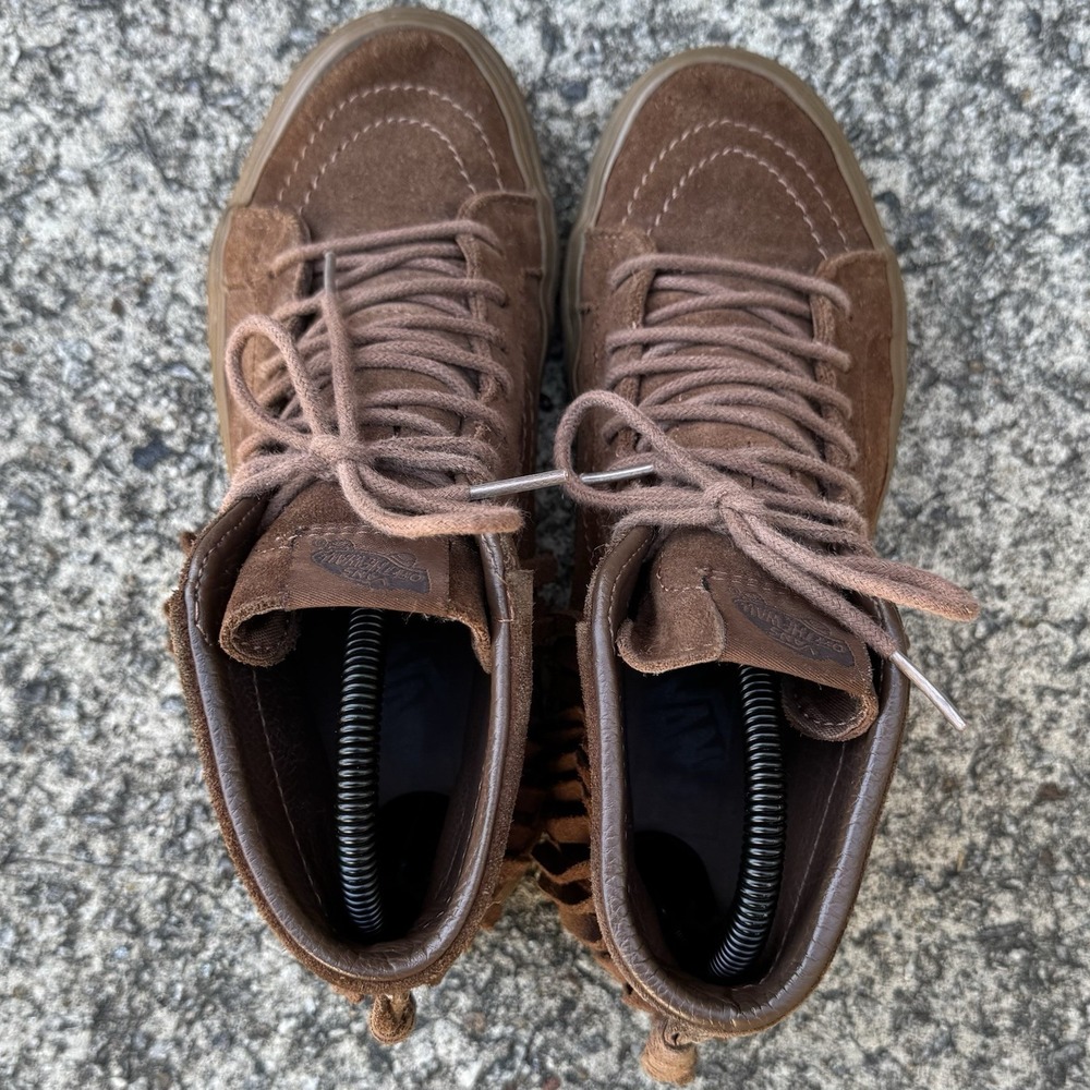 Vans Sk-8 Hi Moccasin Sneaker Women's Sz 7 (Mens 5.5) Brown Suede Fringe Sneaker - Picture 7 of 13